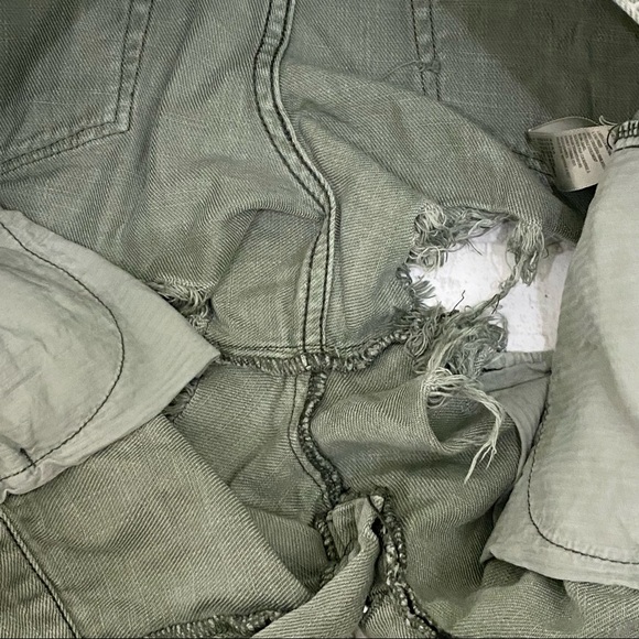 FREE PEOPLE We The Free Loving Good Vibrations Cutoff Olive Green Denim Shorts - Picture 8 of 13